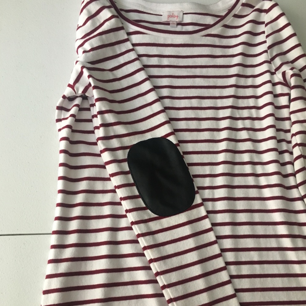 Red and white striped sweater black accent